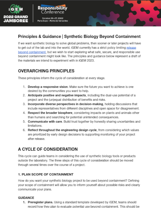 Containment Principles iGEM Responsibility